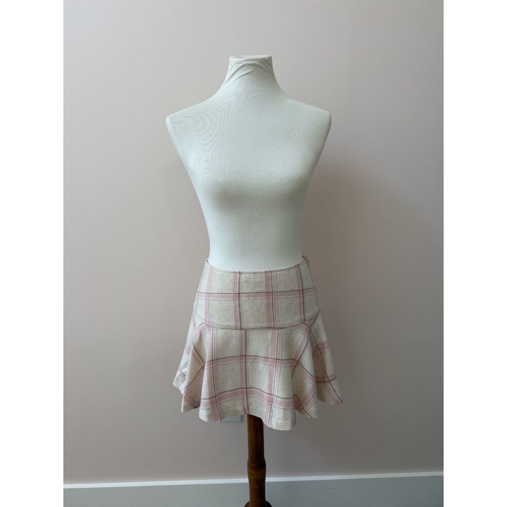 Vintage LIZ LISA Pink Plaid Wool Blend Mini Skirt Japanese Himekaji / Kawaii S